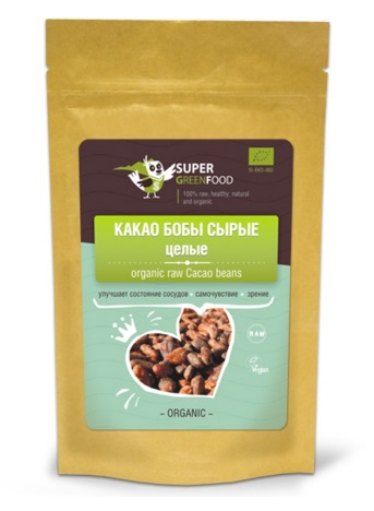 Какао-бобы сырые целые 150г, Super Green Food розница/опт