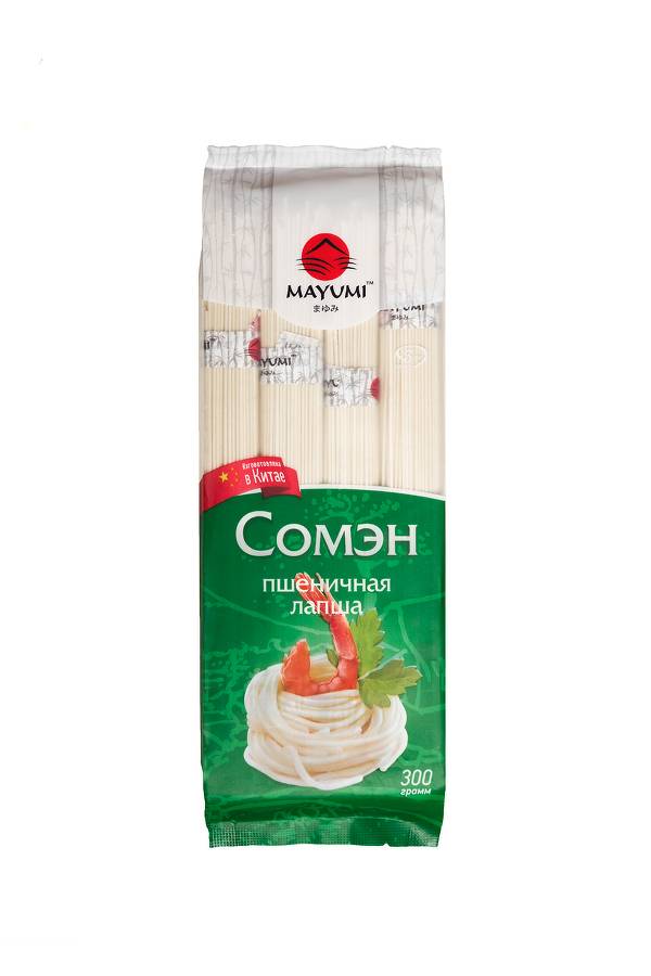 Без яиц ﻿Лапша пшеничная "Сомэн" Mayumi, 300 г